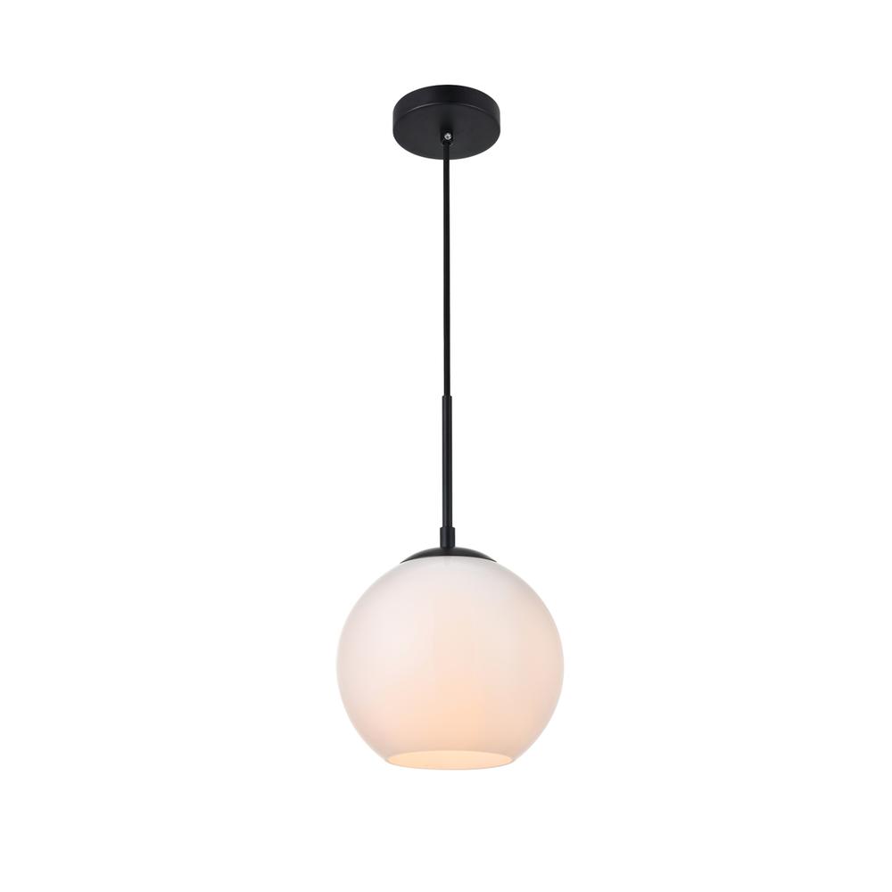 Baxter 1 Light Black Pendant With Frosted White Glass