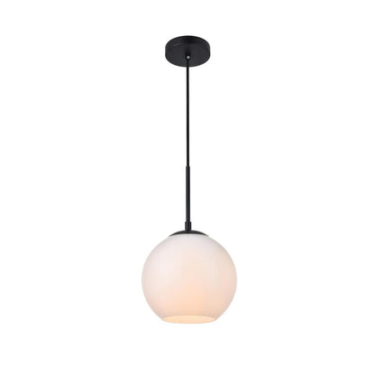 Baxter 1 Light Black Pendant With Frosted White Glass