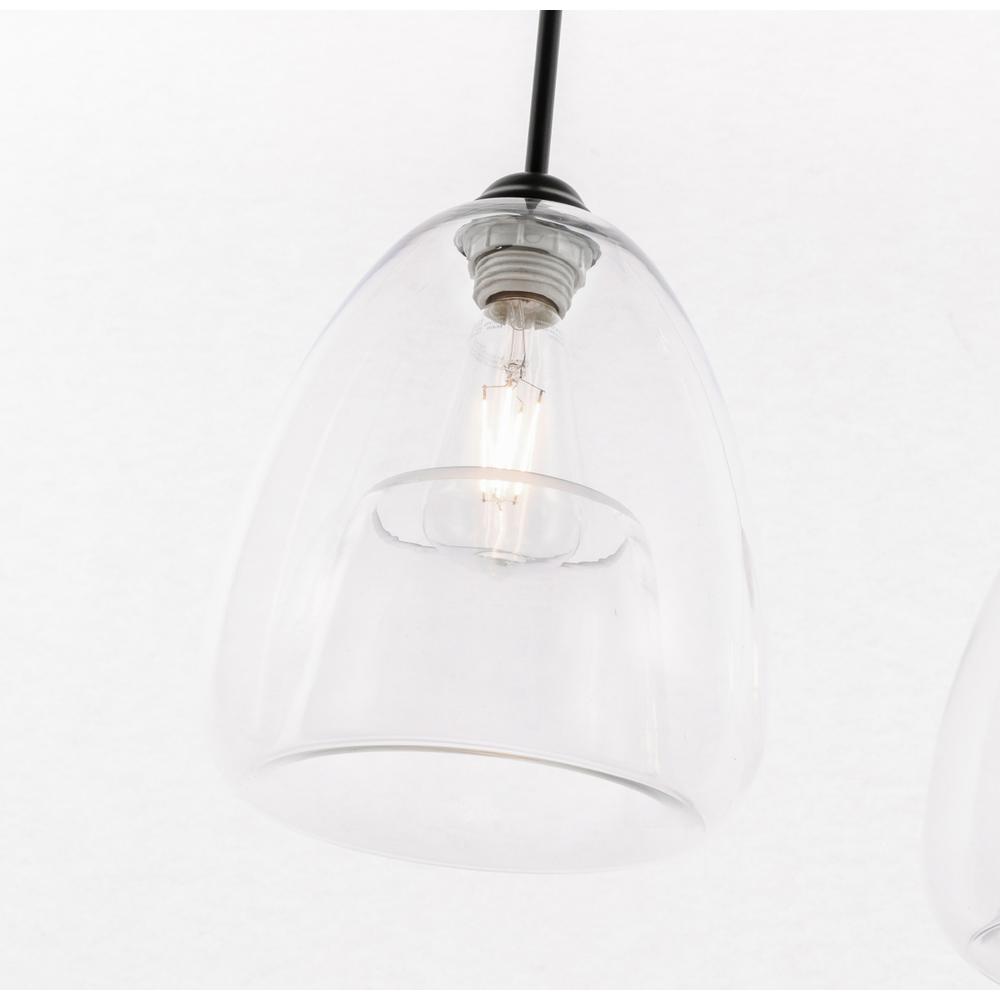 Kason 3 light Black and Clear glass pendant