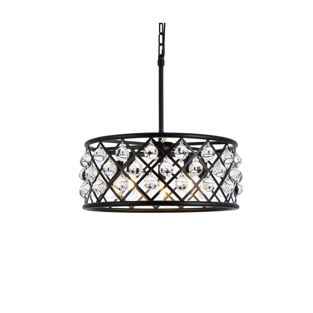 Madison 5 light Matte Black Pendant Clear Royal Cut Crystal