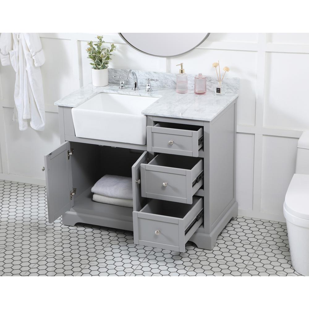 42 inch Single bathroom vanity in grey with backsplash