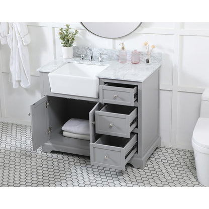 42 inch Single bathroom vanity in grey with backsplash