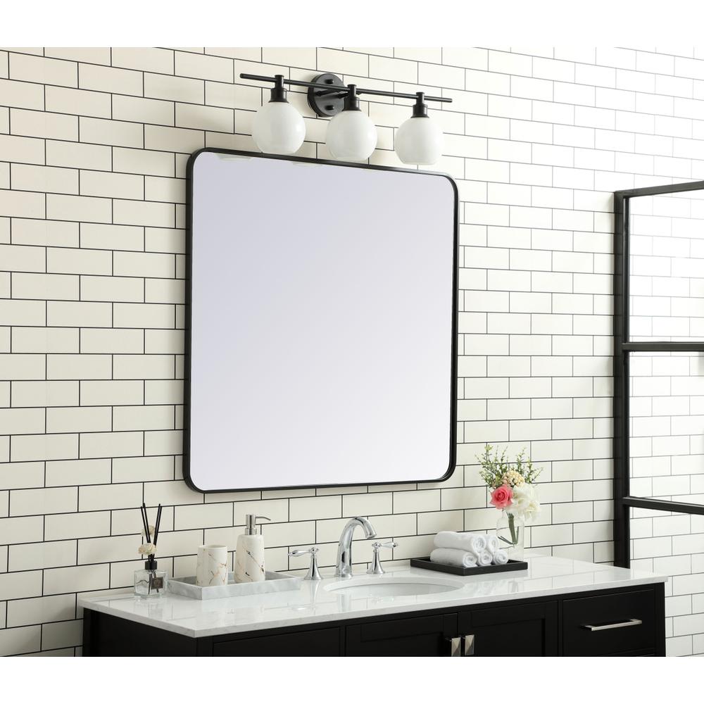 Soft corner metal rectangular mirror 36x36 inch in Black