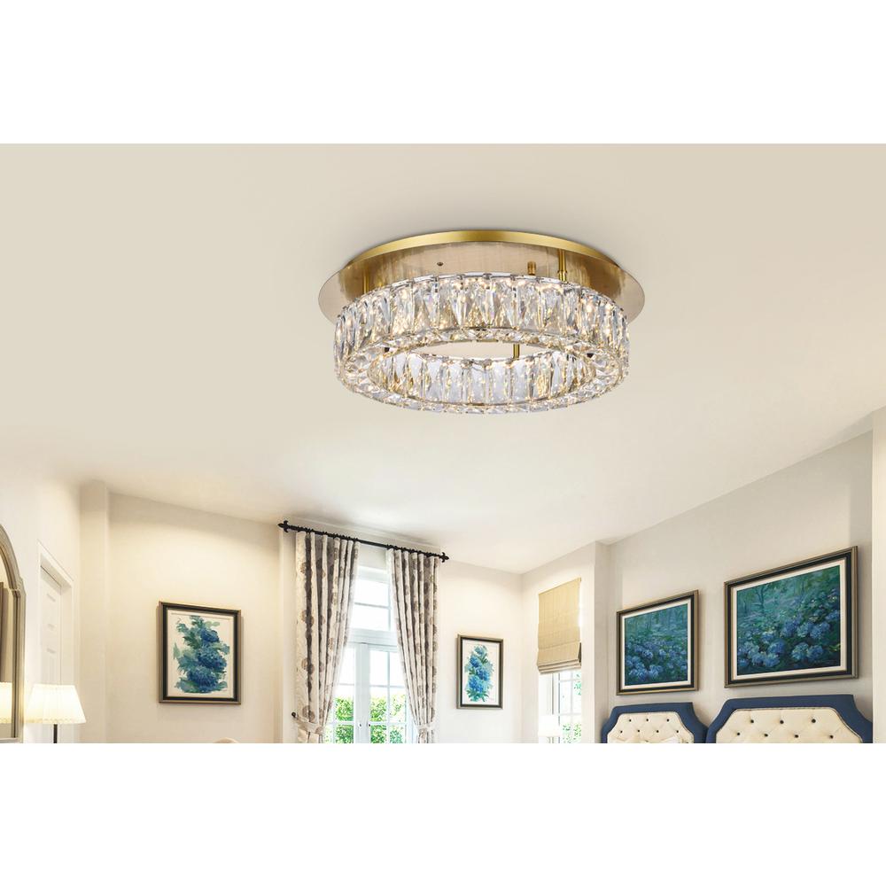 Monroe LED light gold Flush mount Clear Royal Cut Crystal