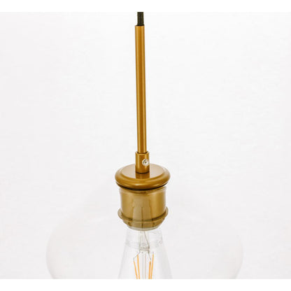 Gene 1 light Brass and Clear glass pendant