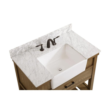 36 inch Single bathroom vanity in driftwood with backsplash