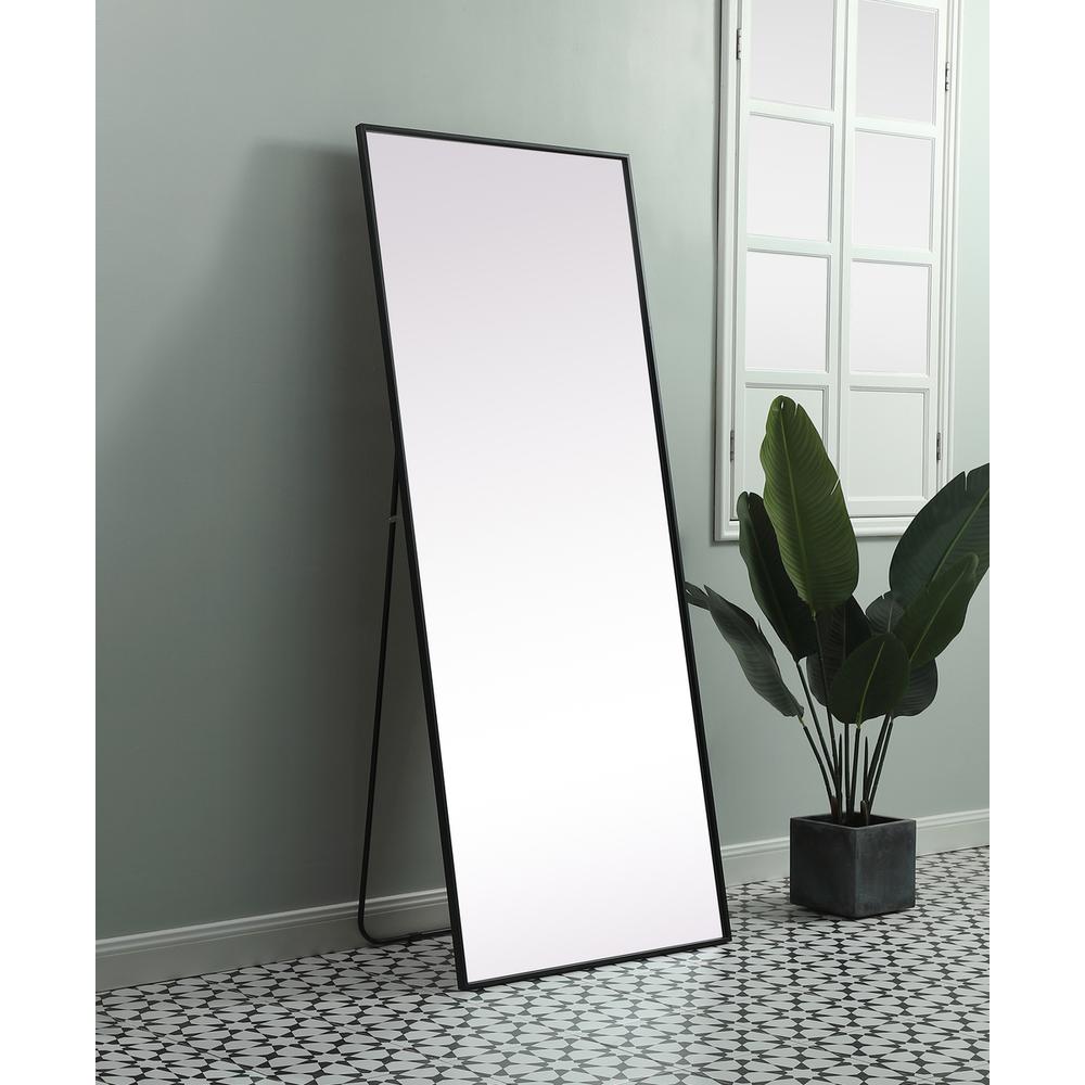 Metal Frame Rectangle Full Length Mirror 30x72 Inch in Black