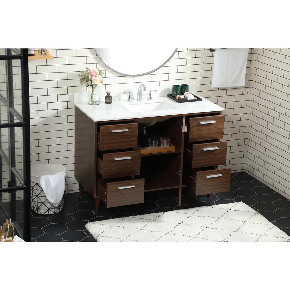 48 inch bathroom vanity in Walnut with backsplash