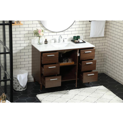 48 inch bathroom vanity in Walnut with backsplash