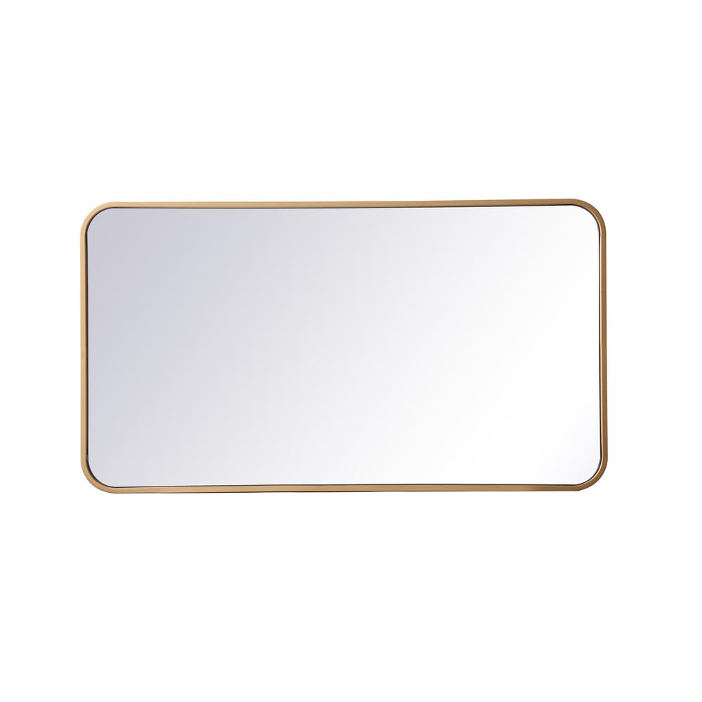 Soft corner metal rectangular mirror 20x36 inch in Brass