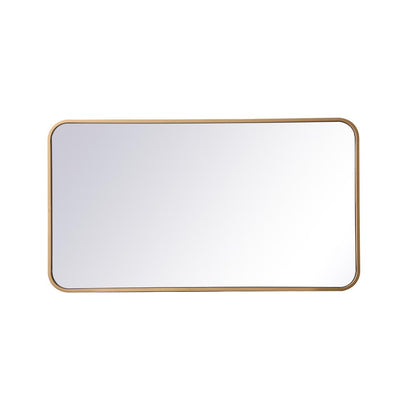 Soft corner metal rectangular mirror 20x36 inch in Brass