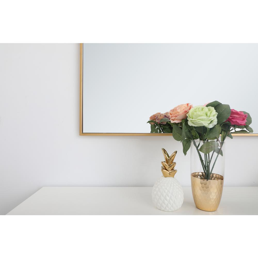 Metal frame rectangle mirror 24 inch in Brass