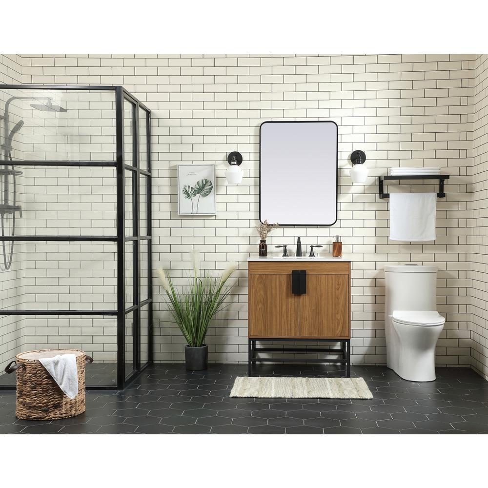 30 inch Single bathroom vanity in walnut brown