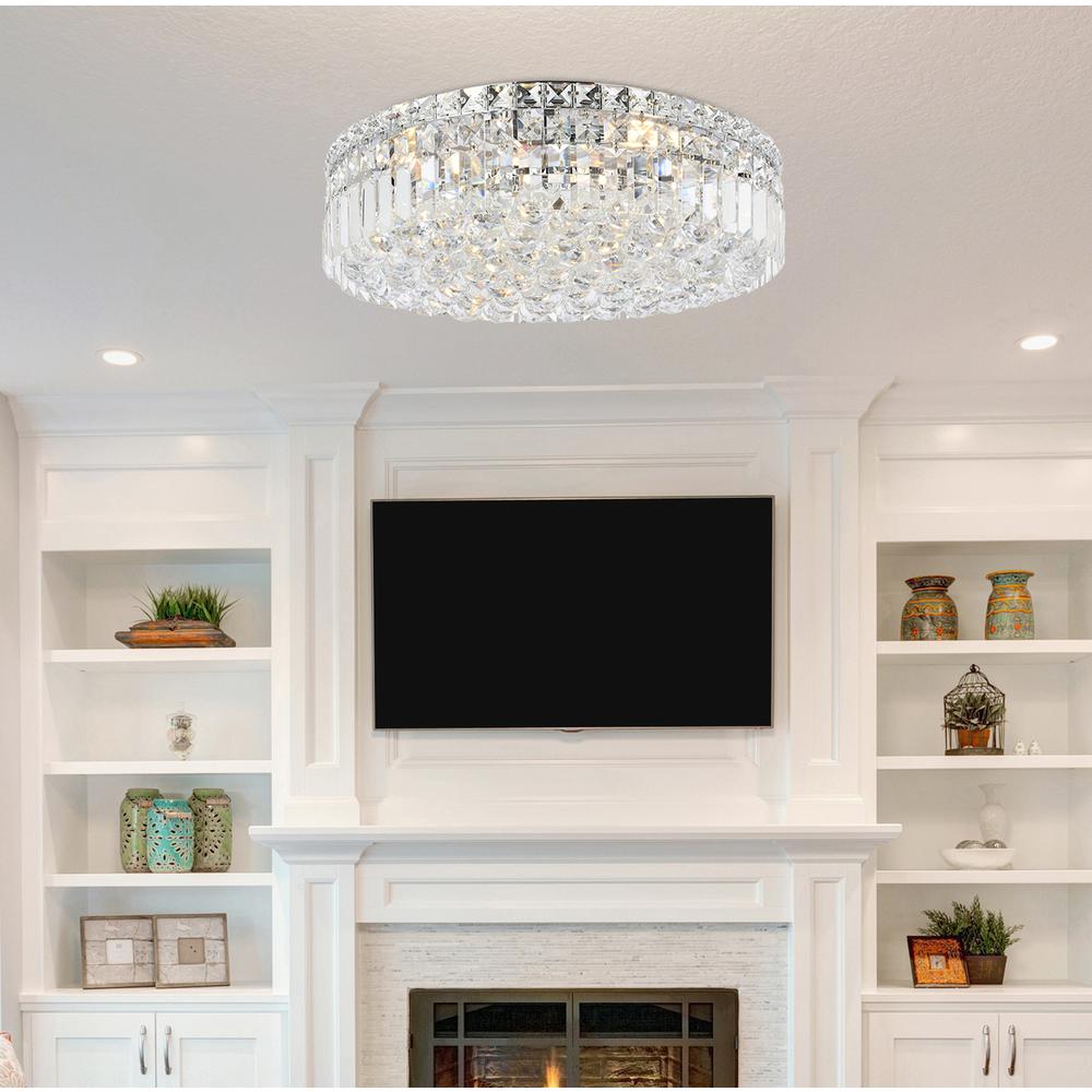Maxime 6 light Chrome Flush Mount Clear Royal Cut Crystal