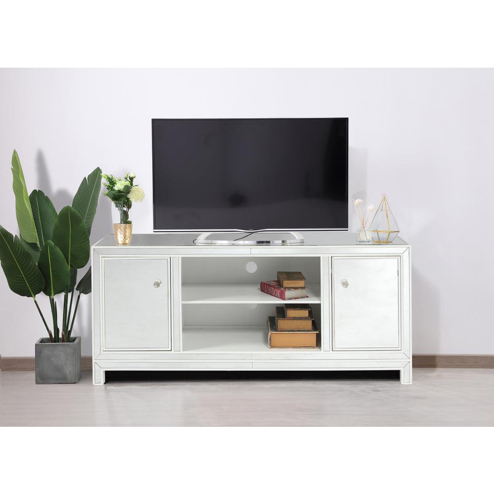 60 in. mirrored TV stand in white