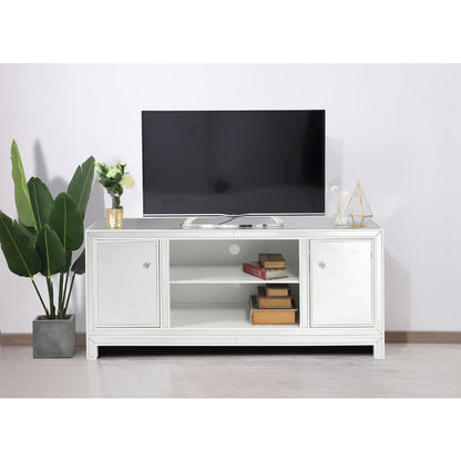 60 in. mirrored TV stand in white