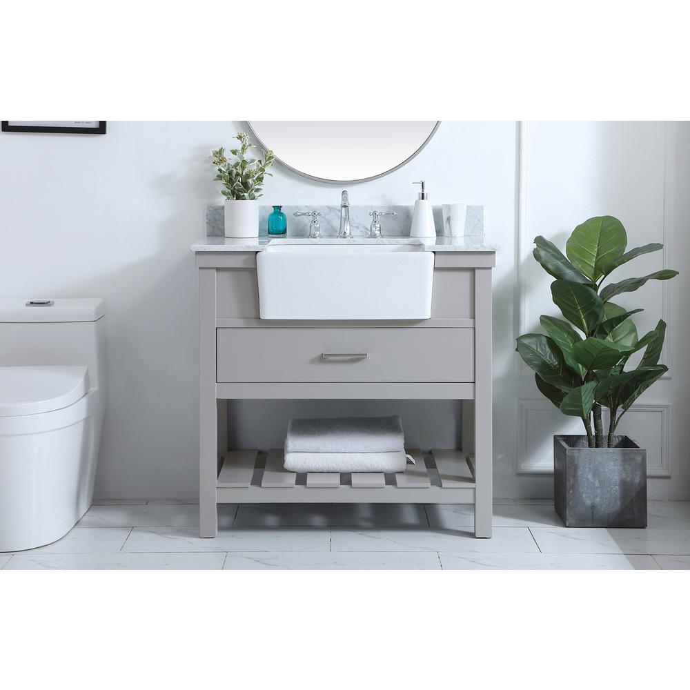 36 inch Single bathroom vanity in grey with backsplash