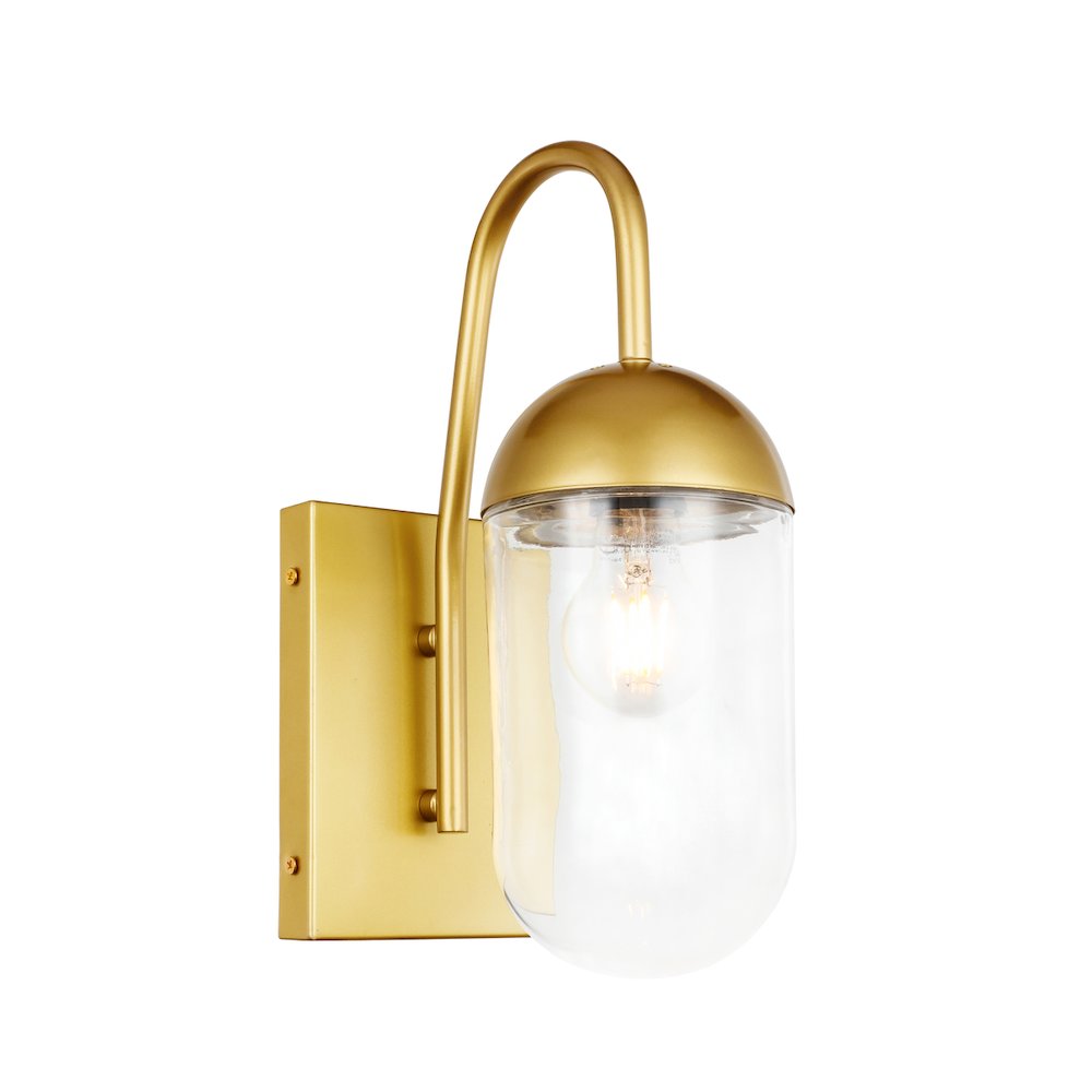 Kace 1 Light Brass And Clear Glass Wall Sconce