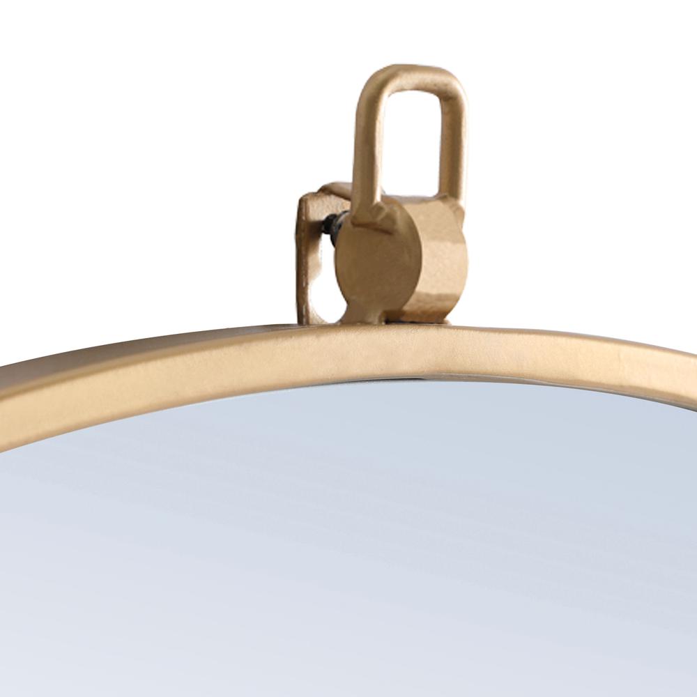 Metal frame Round Mirror with decorative hook 32 inch Brass finish