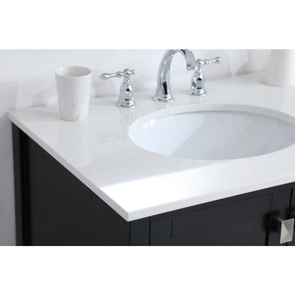 42 inch Single Bathroom Vanity in Black with Backsplash