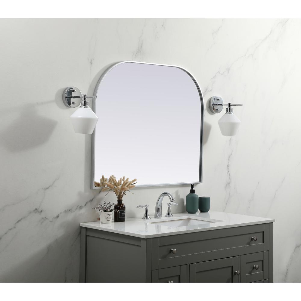 Metal Frame Arch Mirror 36x30 Inch in Silver