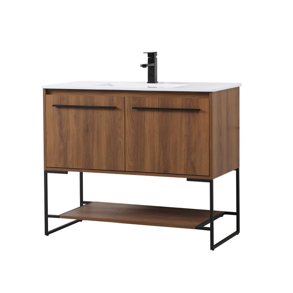 40 inch  Single Bathroom Vanity in Walnut Brown