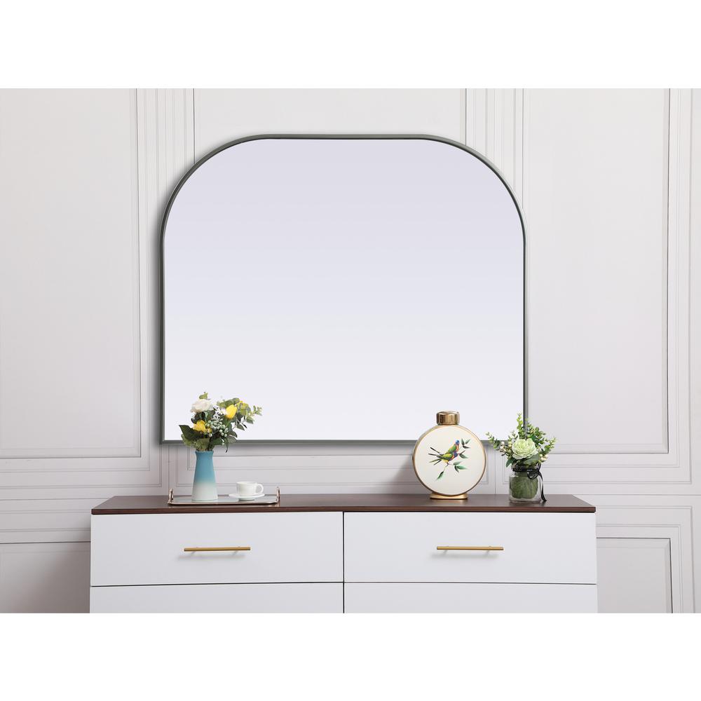 Metal Frame Arch Mirror 40x34 Inch in Silver