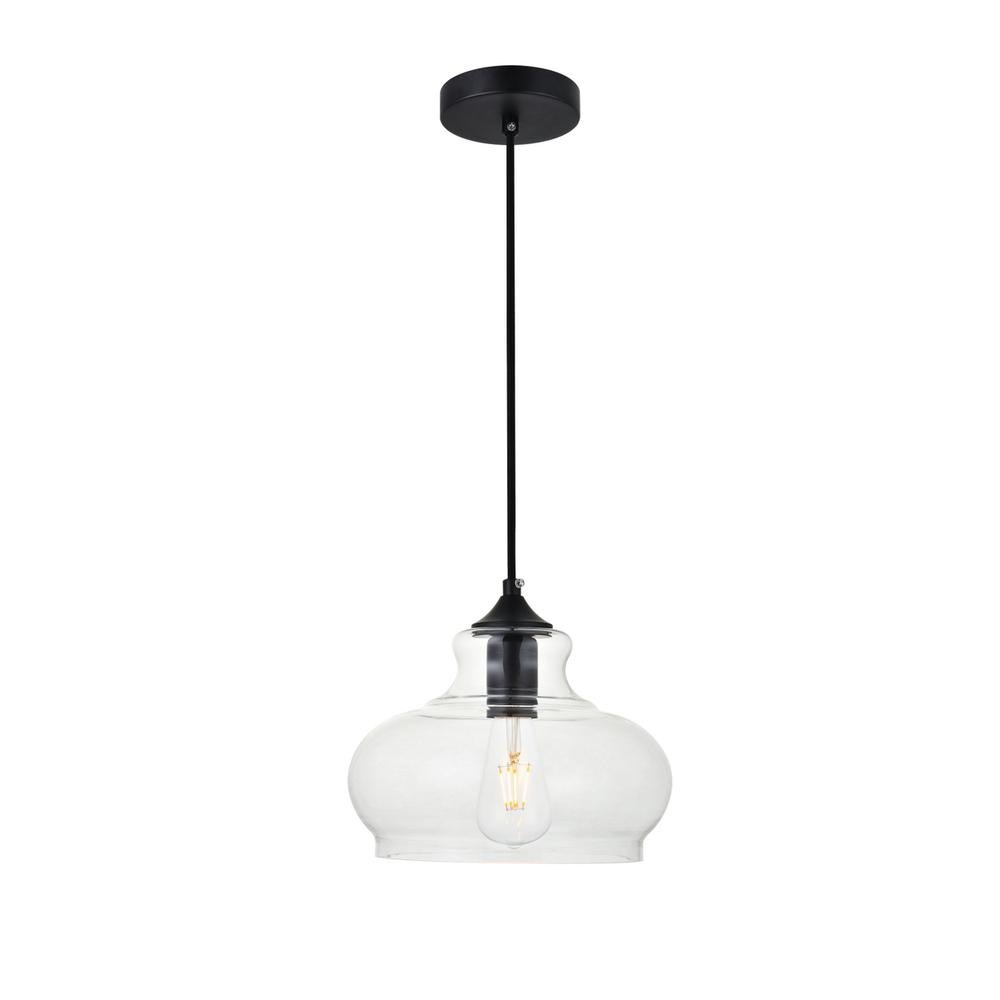 Destry 1 Light Black Pendant With Clear Glass
