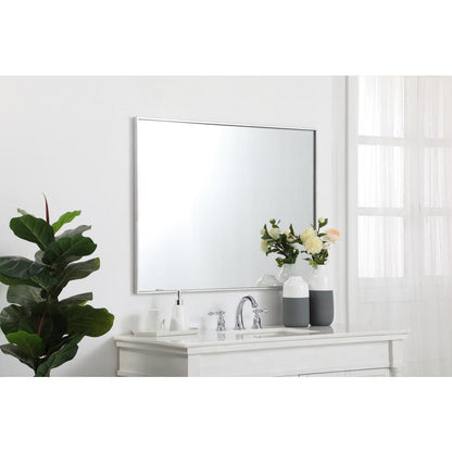 Metal frame rectangle mirror 30 inch in silver