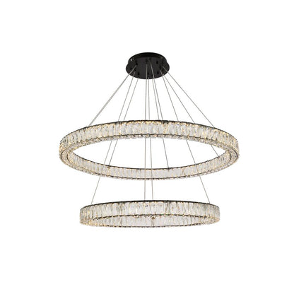 Monroe 42 inch LED round double ring pendant in black