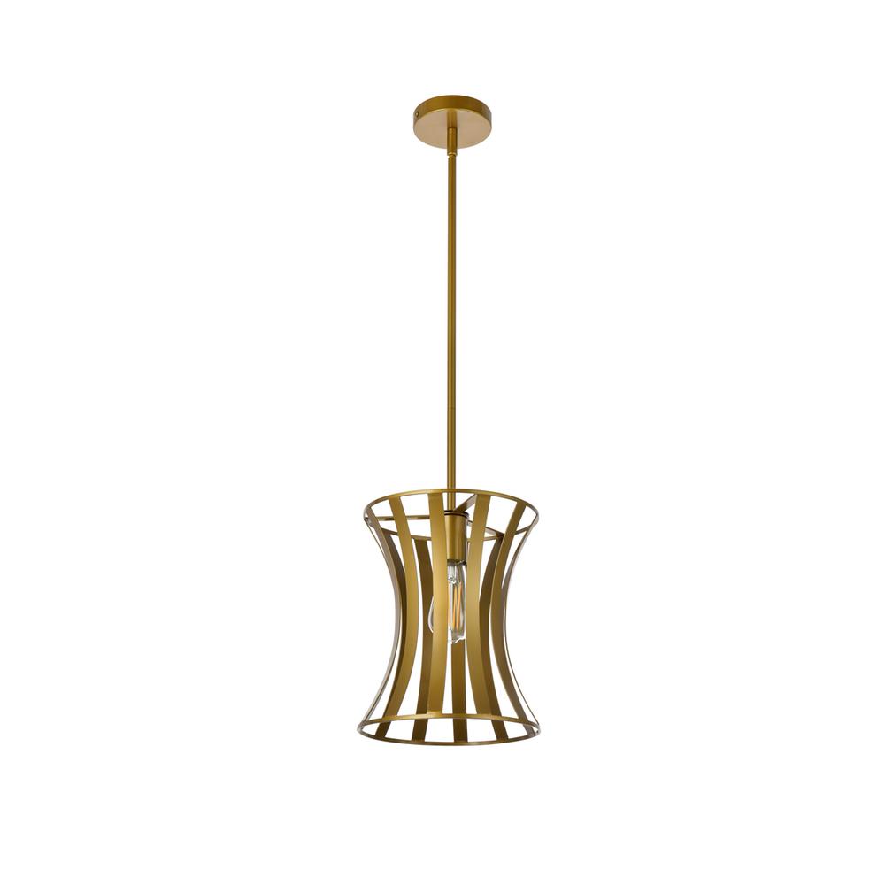 Lily 1 light pendant in brass