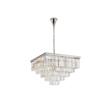 Sydney 34 inch square crystal chandelier in polished nickel
