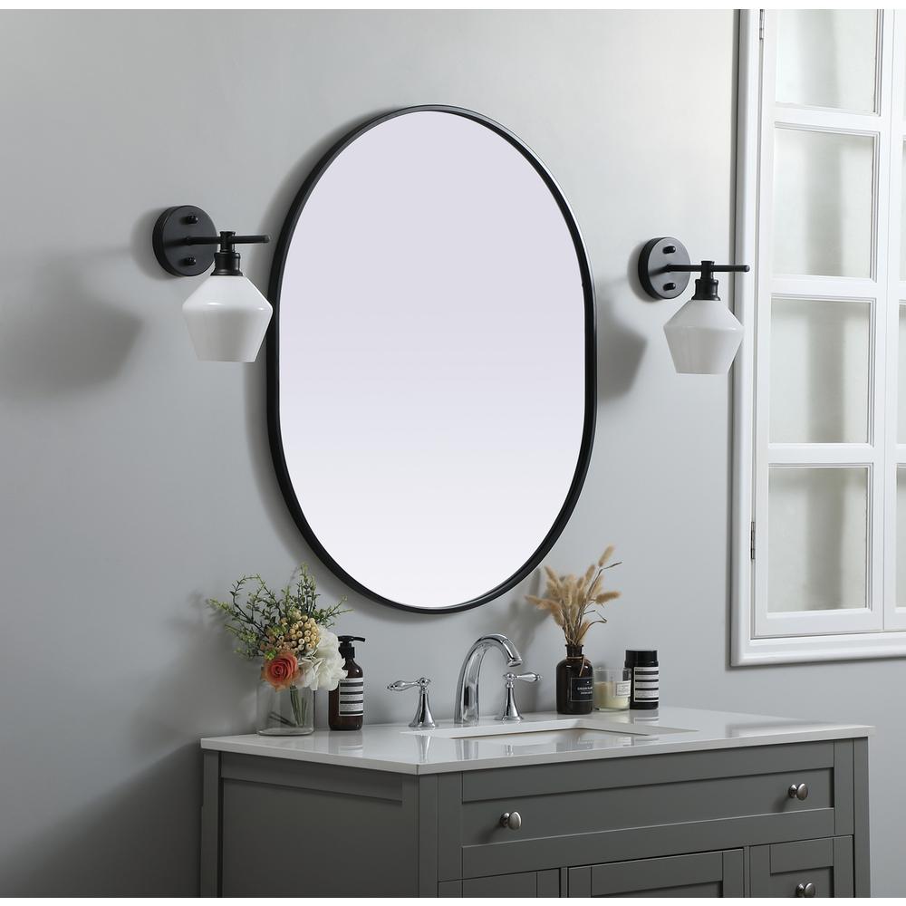 Metal Frame Oval Mirror 30x36 Inch in Black