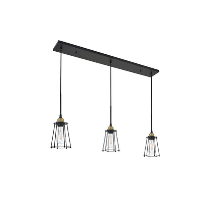 Auspice 3 Light Brass And Black Pendant