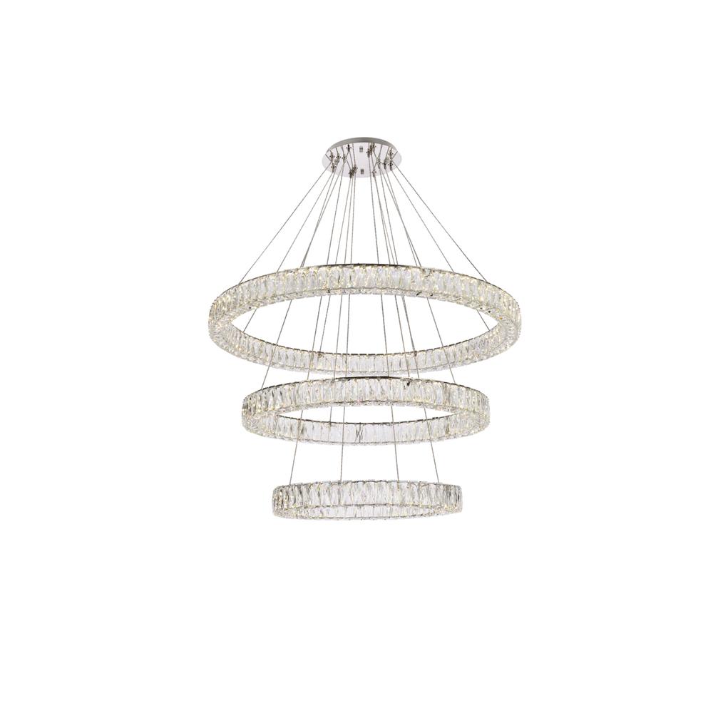 Monroe 41 inch LED triple ring chandelier in chrome