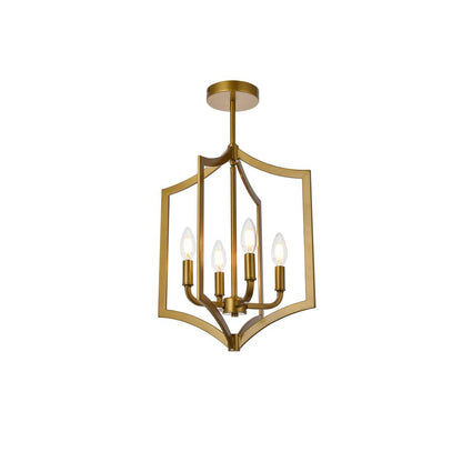 Kiera 4 lights pendant in brass