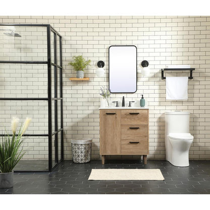 30 inch Single bathroom vanity in natural oak with backsplash