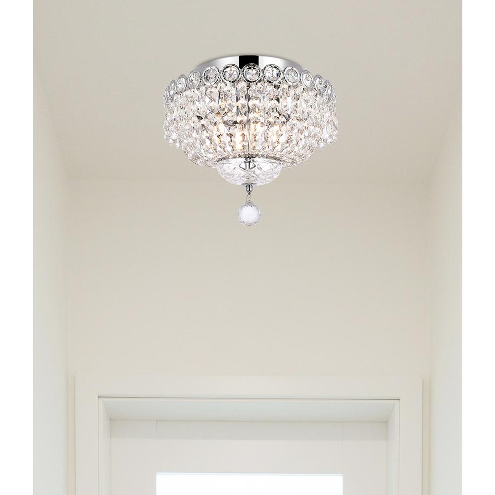 Century 4 light Chrome Flush Mount Clear Royal Cut Crystal