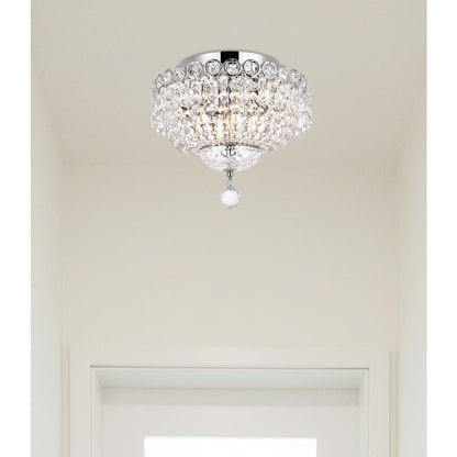 Century 4 light Chrome Flush Mount Clear Royal Cut Crystal