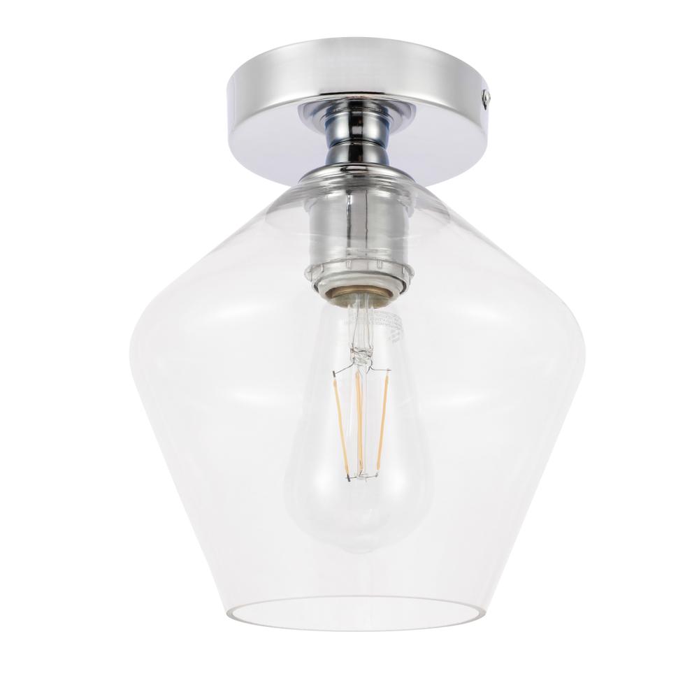 Gene 1 light Chrome and Clear glass Flush mount
