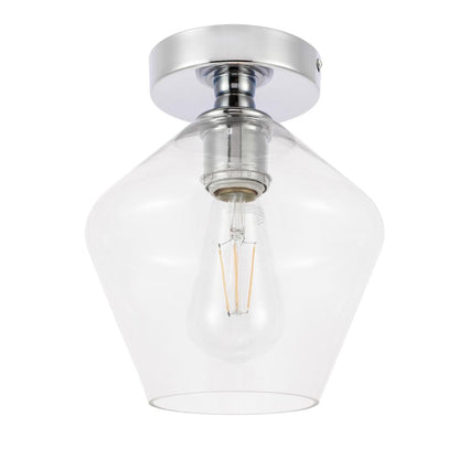 Gene 1 light Chrome and Clear glass Flush mount