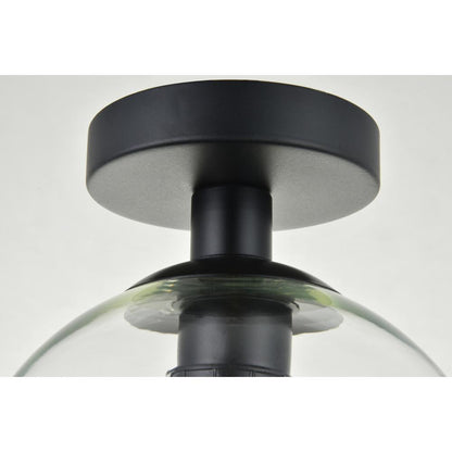 Baxter 1 Light Black Flush Mount With Clear Glass