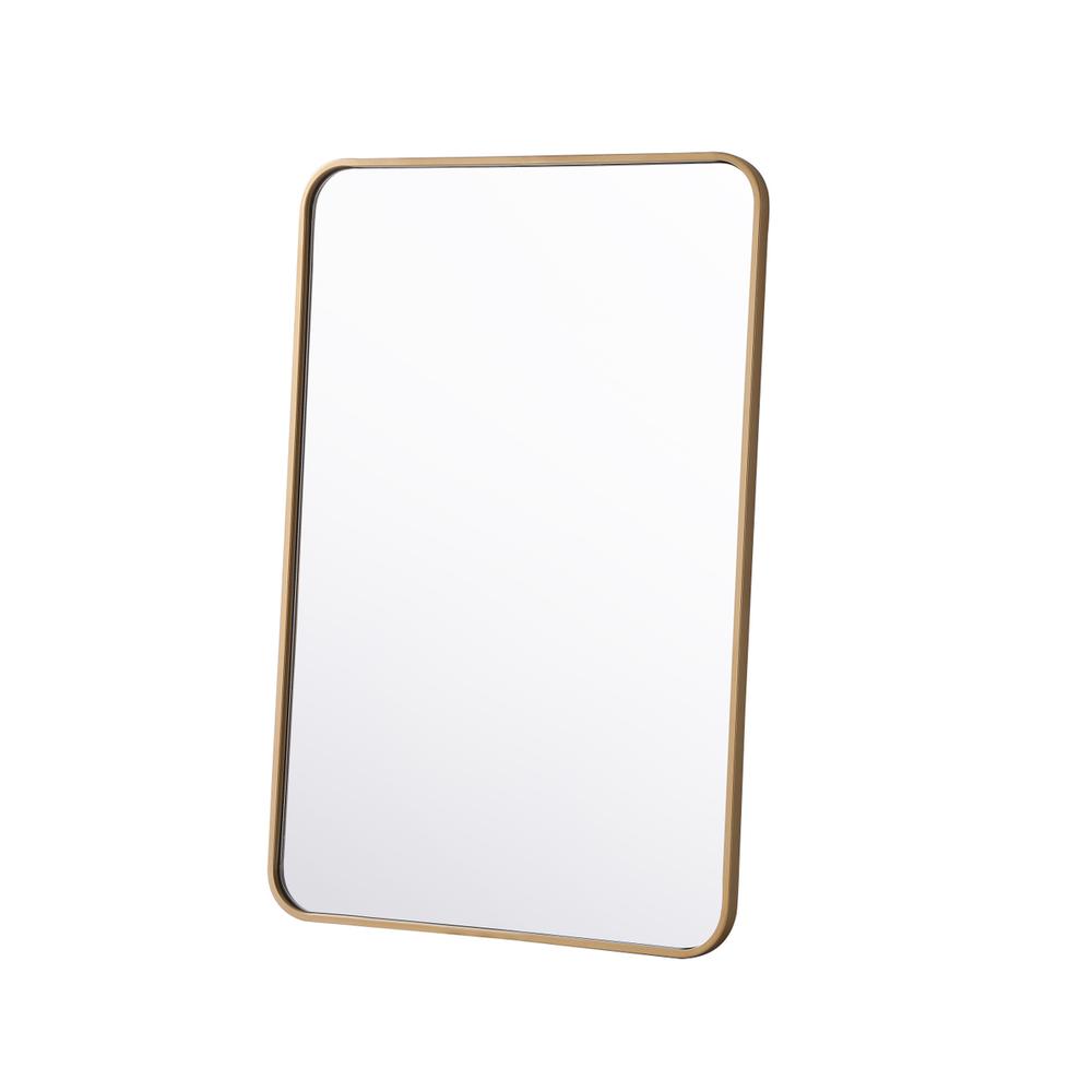 Soft corner metal rectangular mirror 24x36 inch in Brass