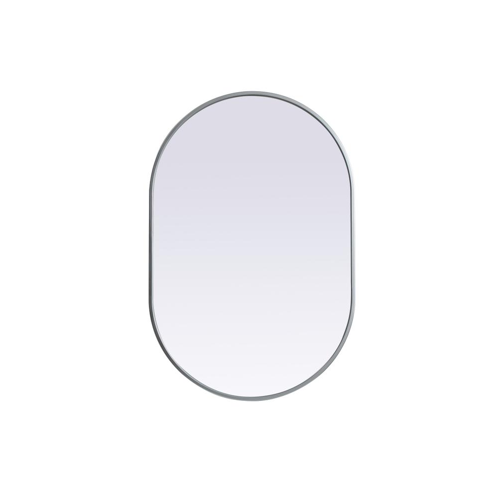 Metal Frame Oval Mirror 24x36 Inch in Silver