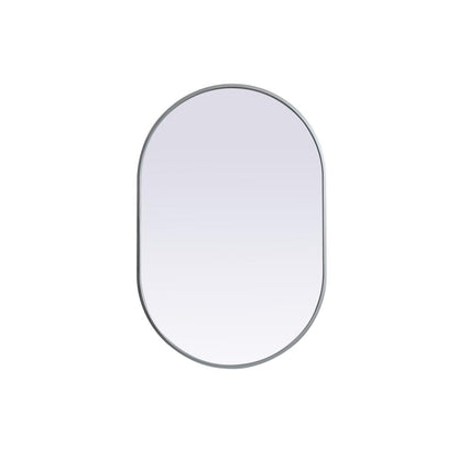 Metal Frame Oval Mirror 24x36 Inch in Silver