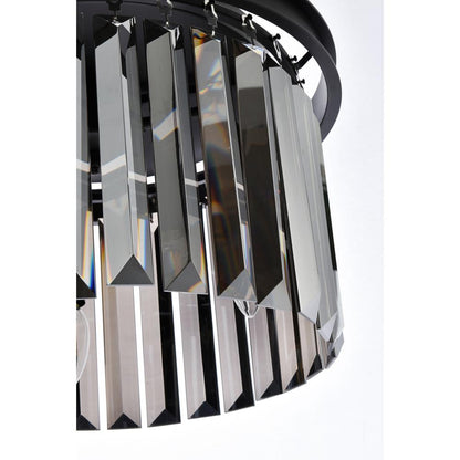 Sydney 3 light Matte Black Flush Mount Silver Shade (Grey) Royal Cut Crystal