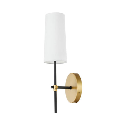 Mel 1 light Brass and Black and White shade wall sconce