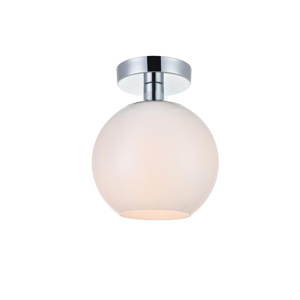 Baxter 1 Light Chrome Flush Mount With Frosted White Glass