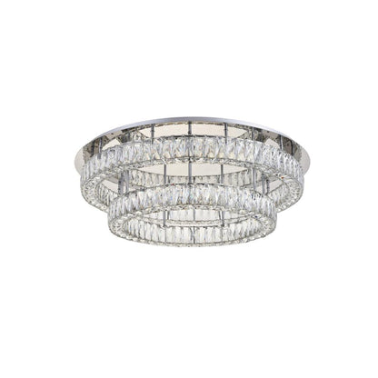 Monroe LED light Chrome Flush Mount Clear Royal Cut Crystal