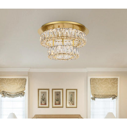 Monroe LED light gold Flush Mount Clear Royal Cut Crystal
